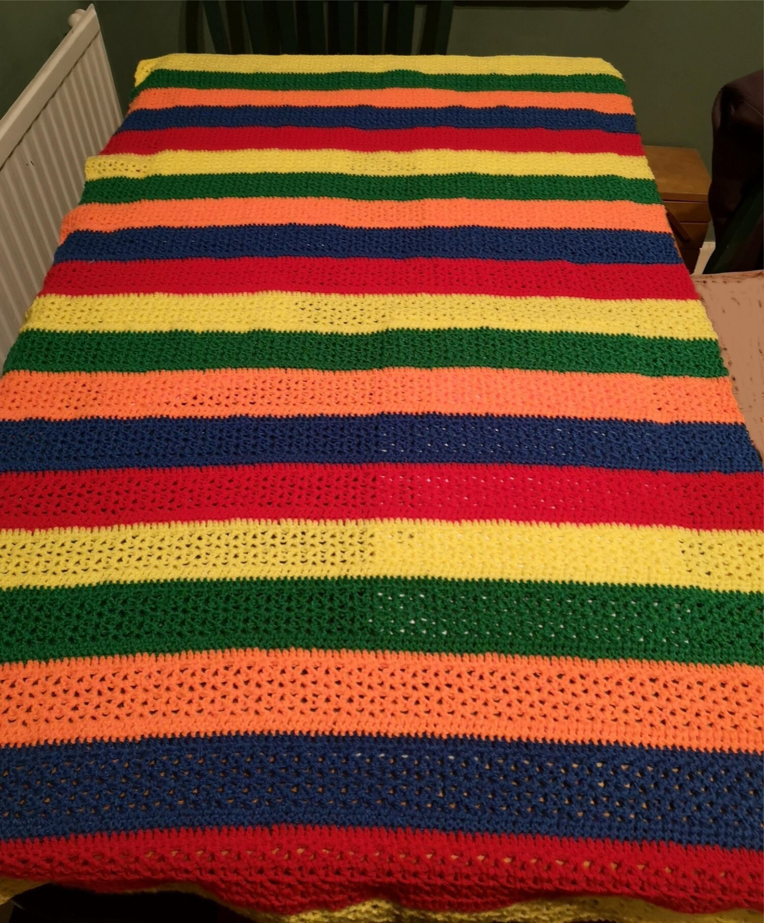 Cot Blanket Bright Rainbow Stripes Soft Colourful Crochet Etsy UK