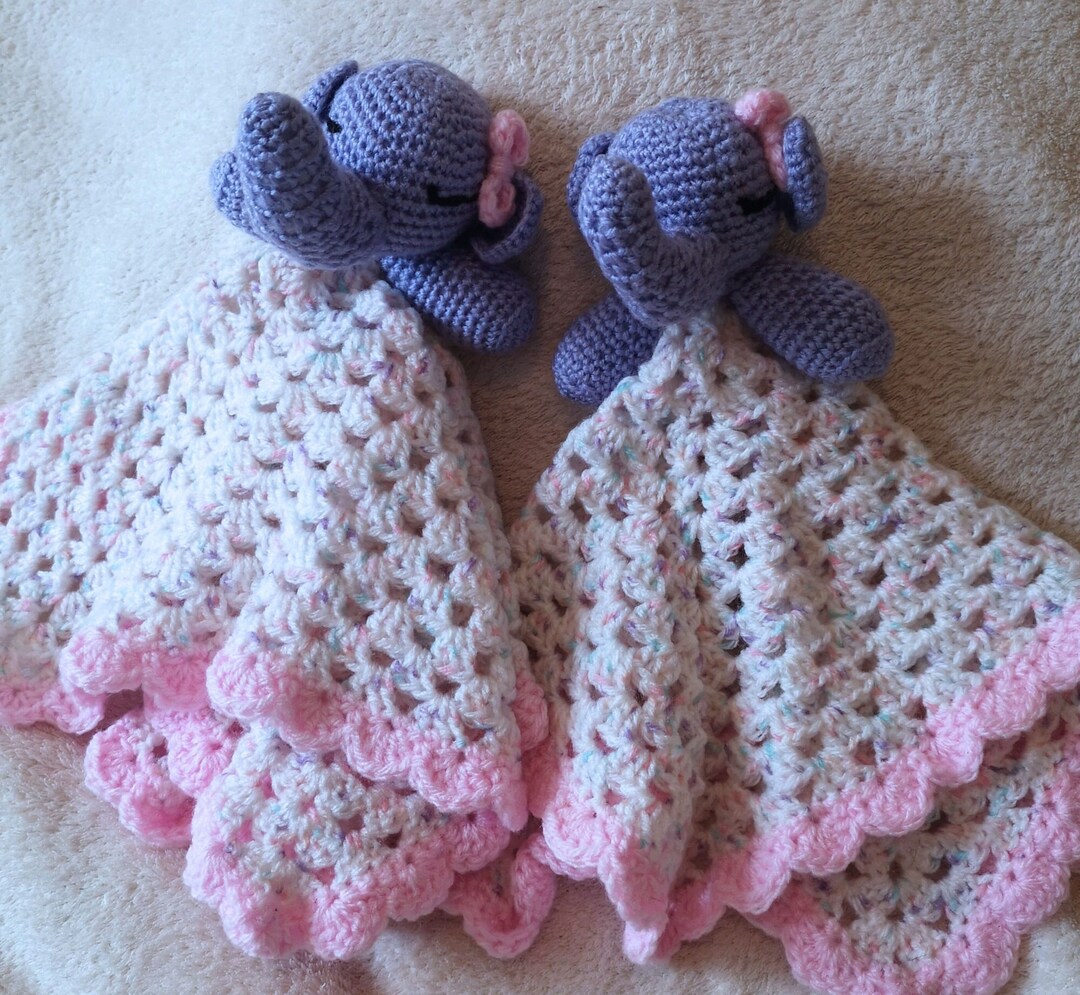 Elephant Snuggle Blankets Sweet and Cuddly Gifts in Lilac Pink & Cream