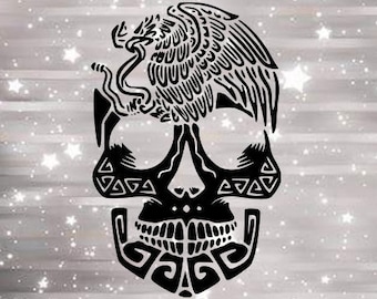 Calavera Mexicana con Aguila. Mexican skull SVG, PNG, JPG, Cricut, Dia de los Muertos
