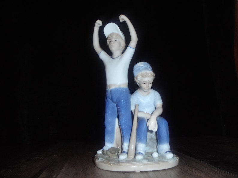 Ceramic Little League Vintage Baseball Champion and Baseball Looser Figurine