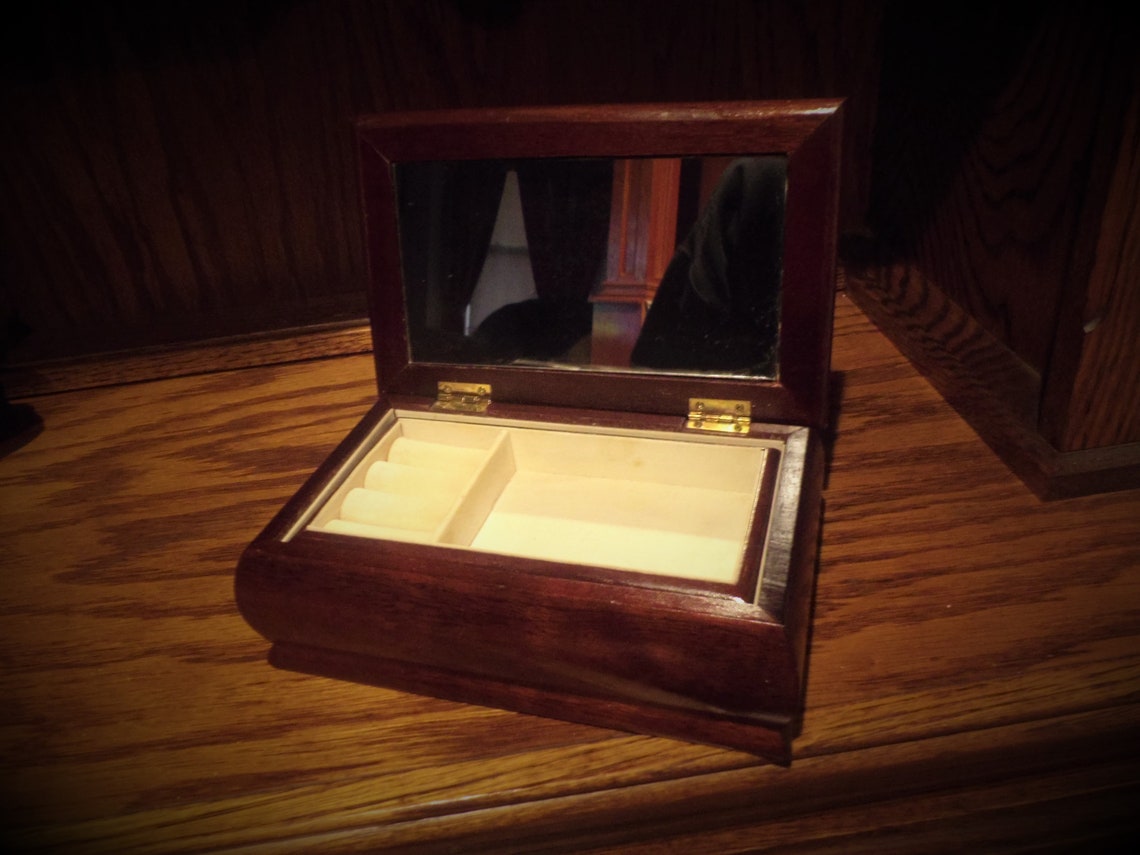 Vintage Tapestry Wooden Jewlrey Box Etsy