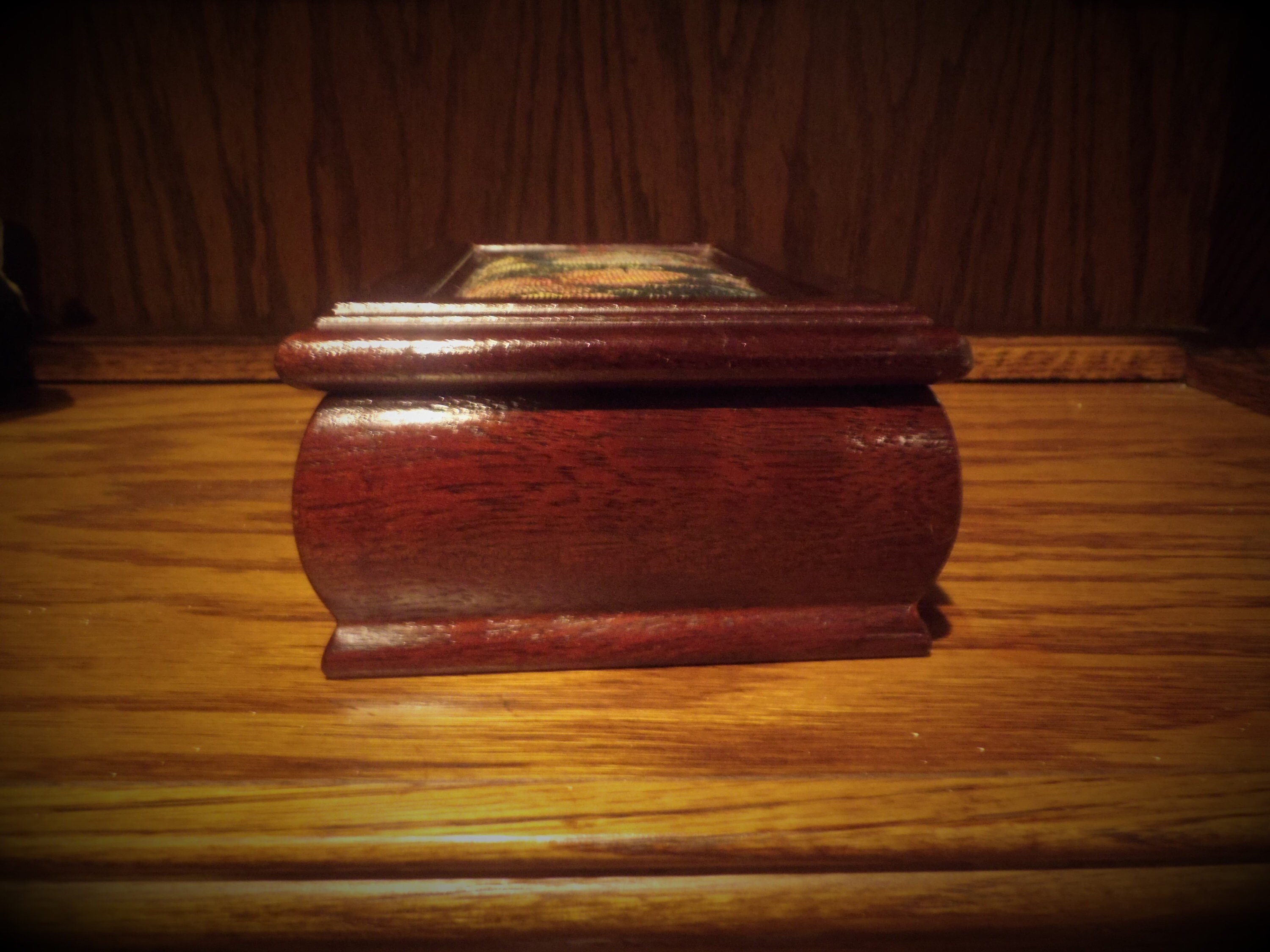 Vintage Tapestry Wooden Jewlrey Box Etsy