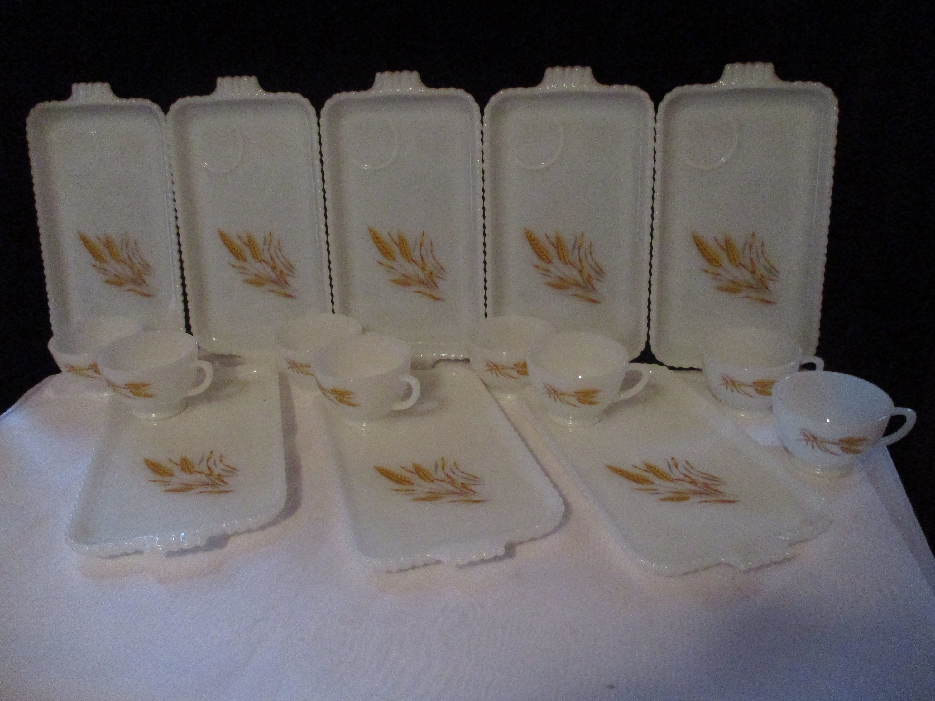 Mid Century Fire King Sheaves of Wheat Tea cups and Snack Etsy