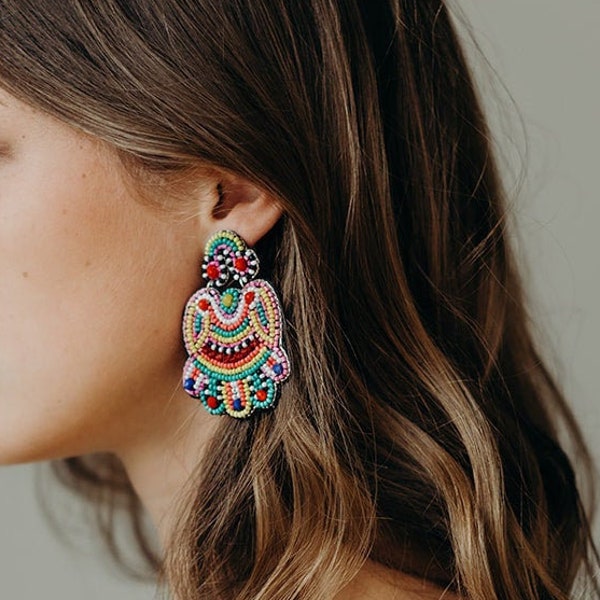 Bright Rainbow Statement Earrings