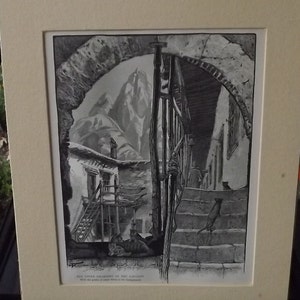 Antique Steel Engraving, "The Upper Chambers of the Convent," from Wilson's Picturesque Palestine, circa 1880