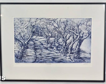 Vintage Aquatint Etching Entitled, "Allée" Signed by Mary O'Neill Ketchum