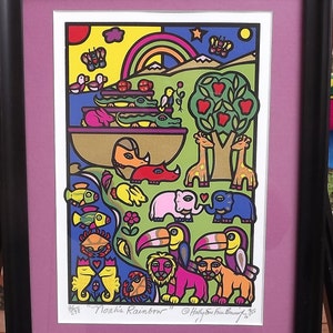 Vintage Serigraph &quot;Noah&#39;s Rainbow&quot;  Signed Holly Sue Foss Buningh Numbered #86/298