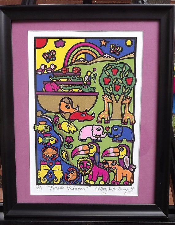 Vintage Serigraph "Noah's Rainbow"  Signed Holly Sue Foss Buningh Numbered #86/298