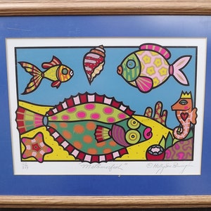 Vintage Signed and Numbered Serigraph, &quot;Metamorfish,&quot; by Holly Sue Foss Buningh, 1990s
