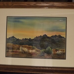 Vintage Original Watercolor &quot;Desert at Dusk&quot; Signed by the Artist