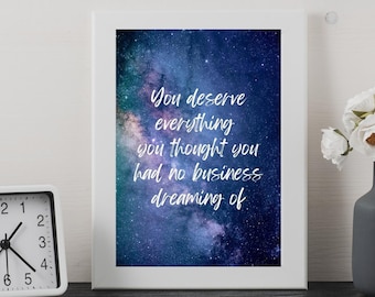 Lebe deine Träume, folge deinen Träumen, inspirierendes Zitat, inspirierende Wandkunst, motivierendes Zitat, Inneneinrichtung, digitale Kunst, Printables