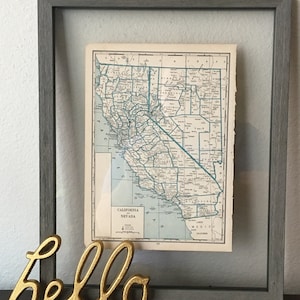 Carte vintage de la Californie et du Nevada des années 30