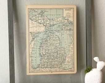 1930’s Vintage Michigan Map