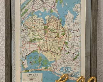 1960’s Vintage Queens- New York Map- Vintage Atlas