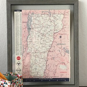 60er Jahre Vermont Landkarte - Vintage Atlas
