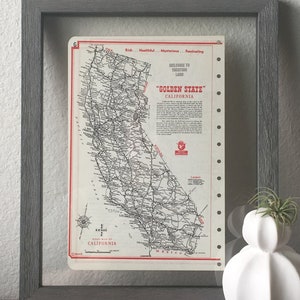 Landkarte von Kalifornien, 1960- Golden State, Vintage Road Atlas