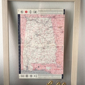 60er Jahre Alabama Landkarte - Vintage Atlas