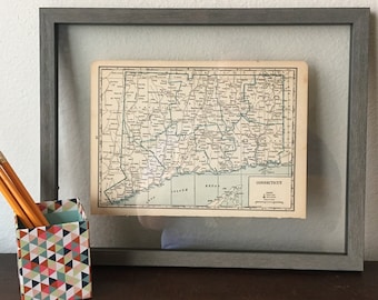 1930’s Connecticut Vintage Map- United States of America