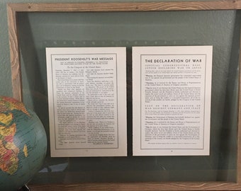 1940’s WWII Declaration of War & Roosevelt's War Address- Vintage Atlas