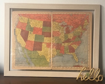 1940s Map- United States of America- Rand McNally World Atlas- World War II