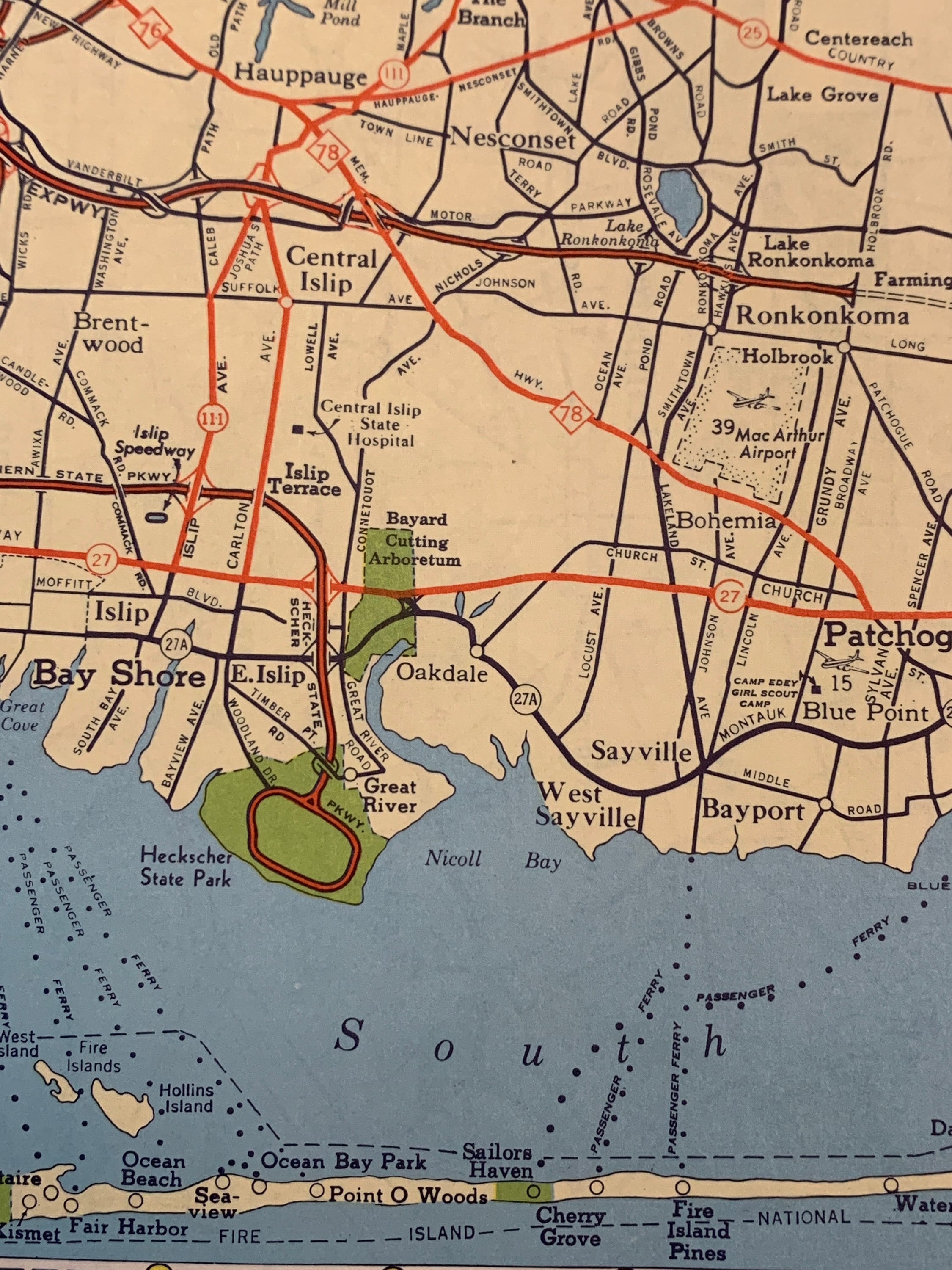 1960s Vintage Long Island Map western Suffolk New York Vintage Atlas