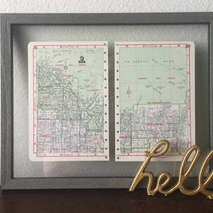 Carte vintage de Pasadena, Altadena et de la Sierra Madre des années 60 - Atlas routier vintage