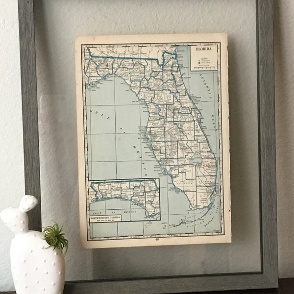 1930’s Vintage Florida Map