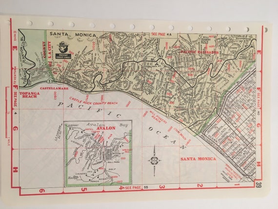 Vintage Pacific Palisades & Santa Monica Map- Vintage Road Atlas