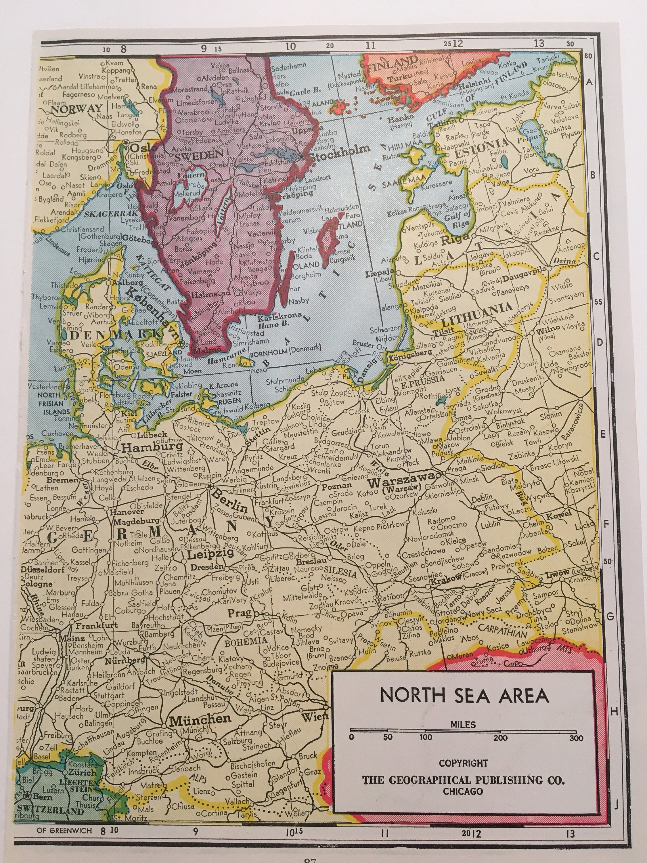 1940s North Sea Area During WWII Map Vintage Atlas - Etsy Ireland