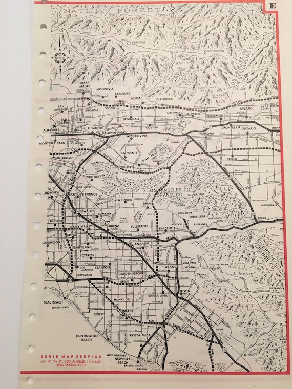 1960's Los Angeles Freeway/highway Map-la Vintage Map - Vintage