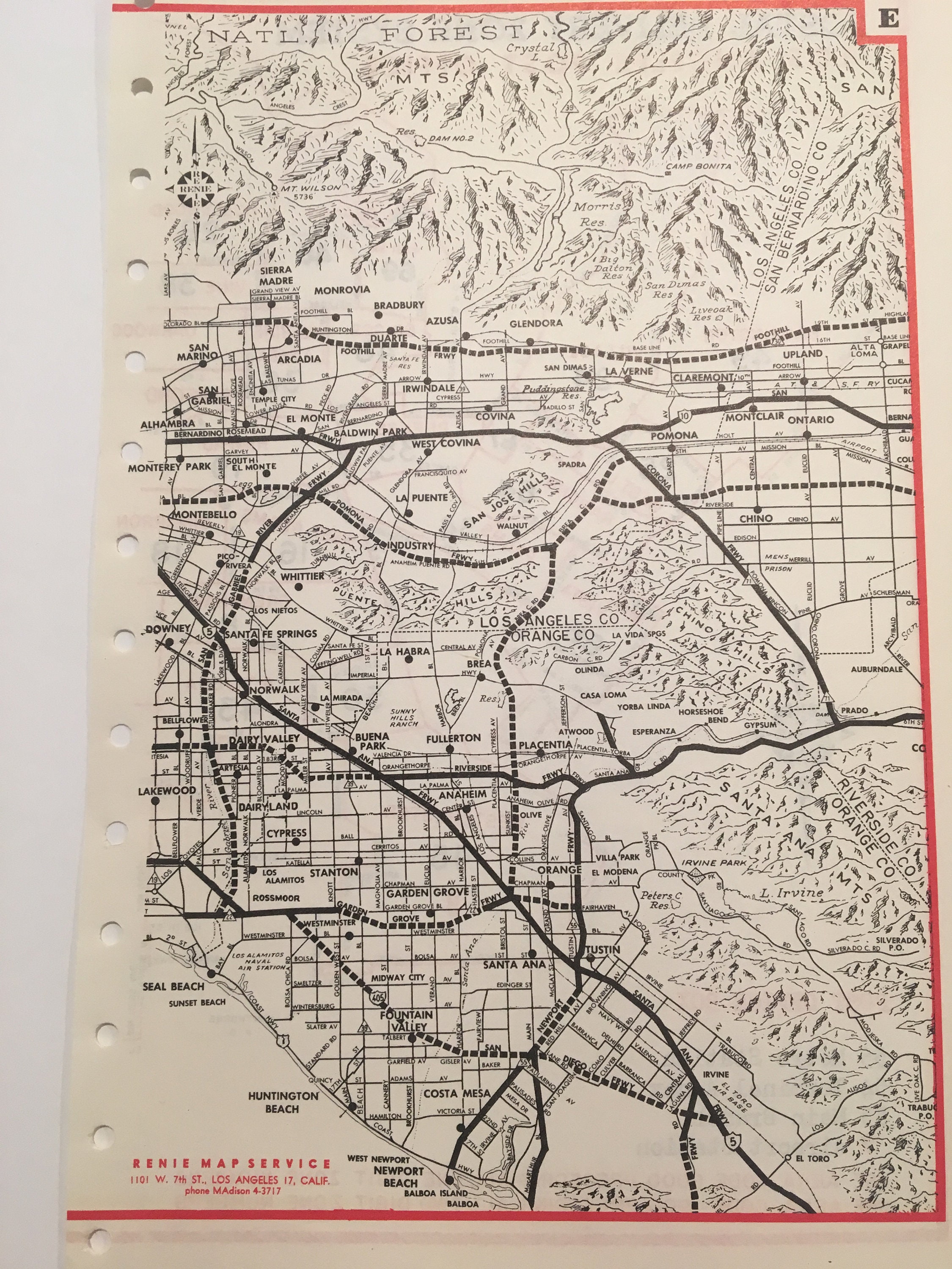 1960's Los Angeles Freeway/highway Map-la Vintage Map