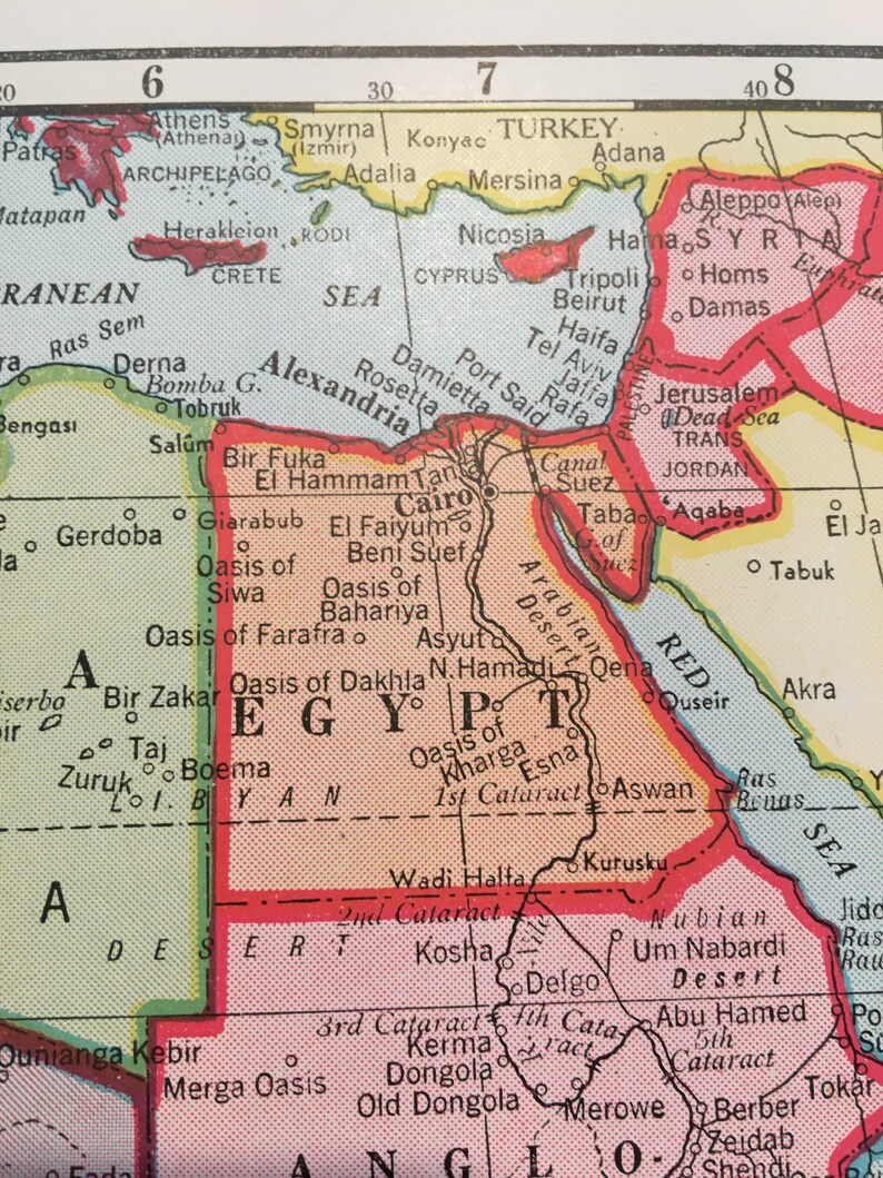 1940s North Africa During WWII Map Vintage Atlas - Etsy Hong Kong