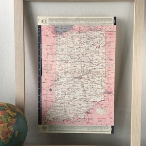 60er Jahre Indiana State Map - Vintage Atlas