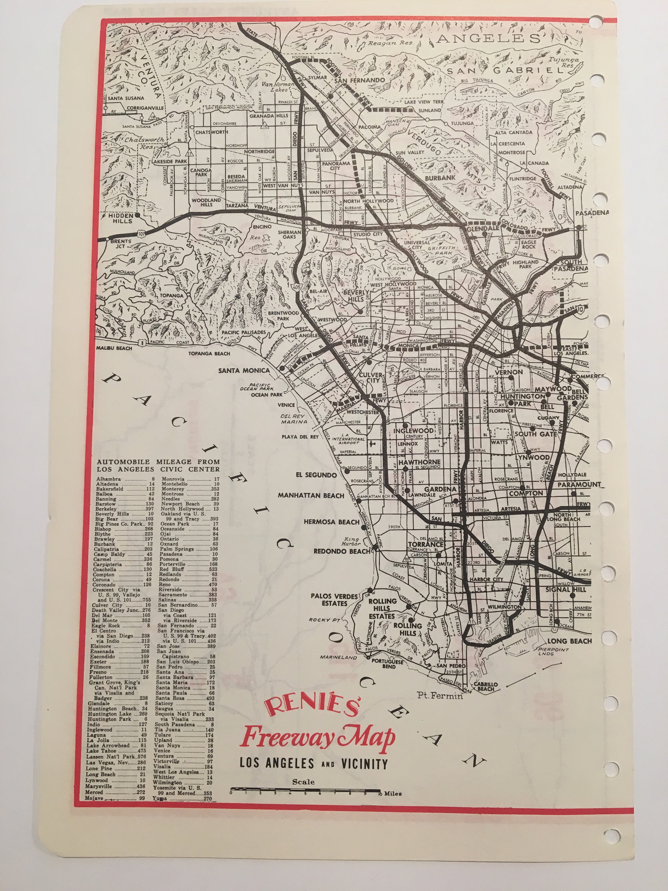 1960's Los Angeles Freeway/highway Map-la Vintage Map - Vintage