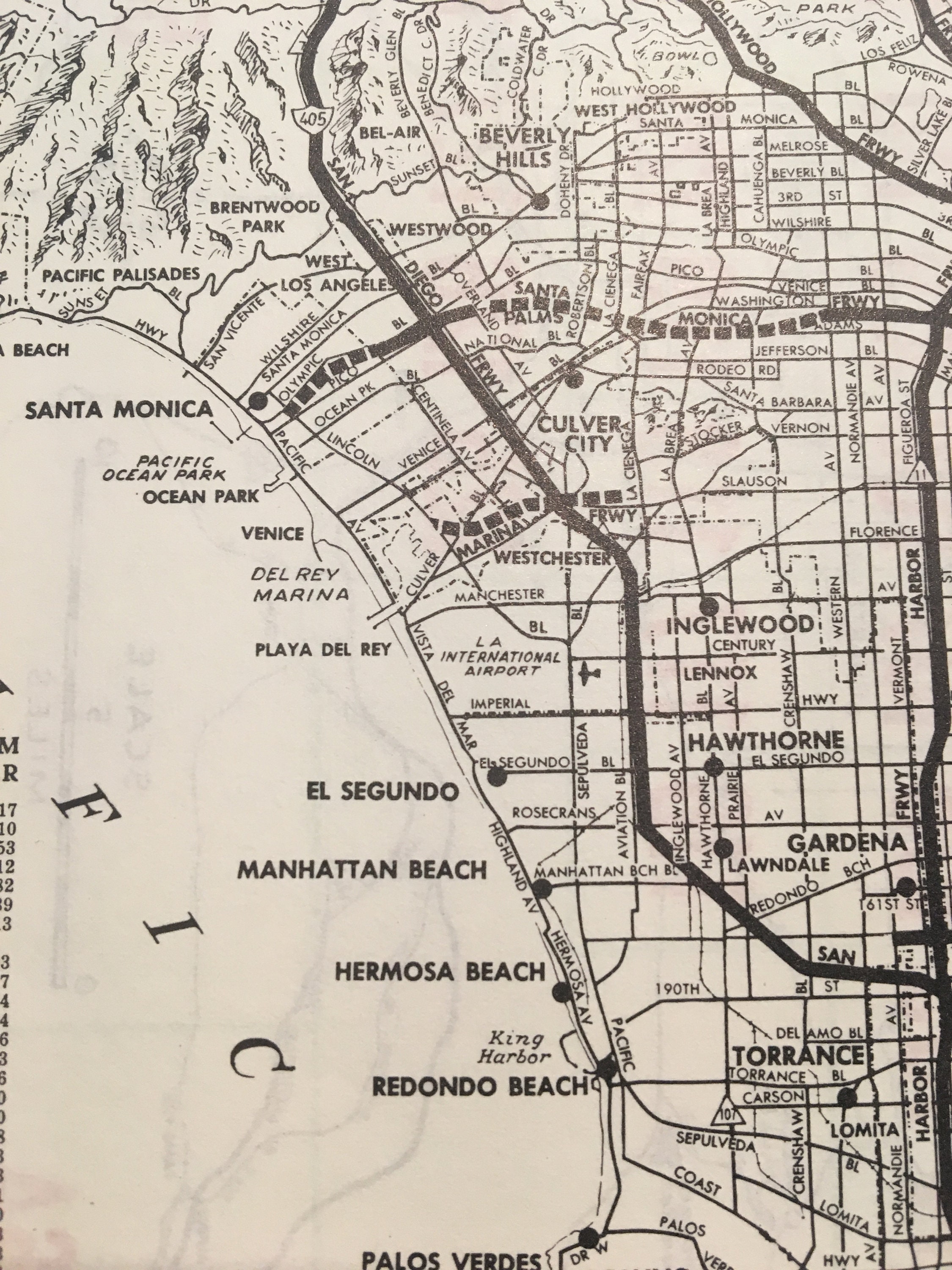 1960's Los Angeles Freeway/highway Map-la Vintage Map - Vintage