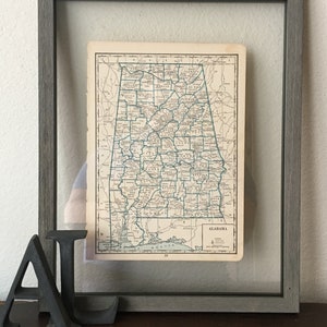 Carte vintage de l'Alabama des années 30 - États-Unis d'Amérique