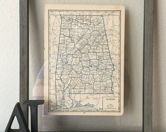 1930’s Alabama Vintage Map- United States of America