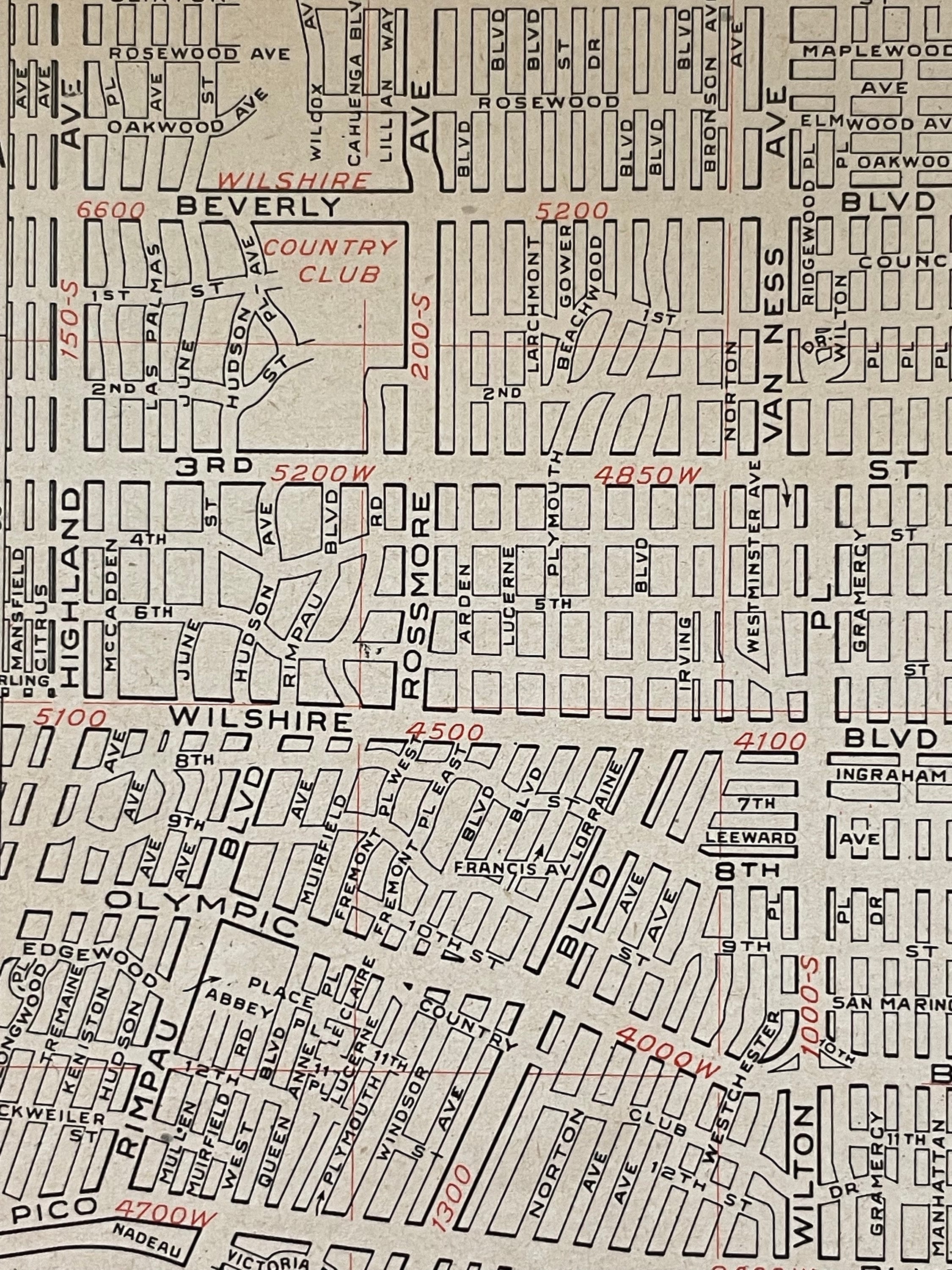 Vintage Los Ángeles MidCity MidWilshire Map Vintage Road Etsy España