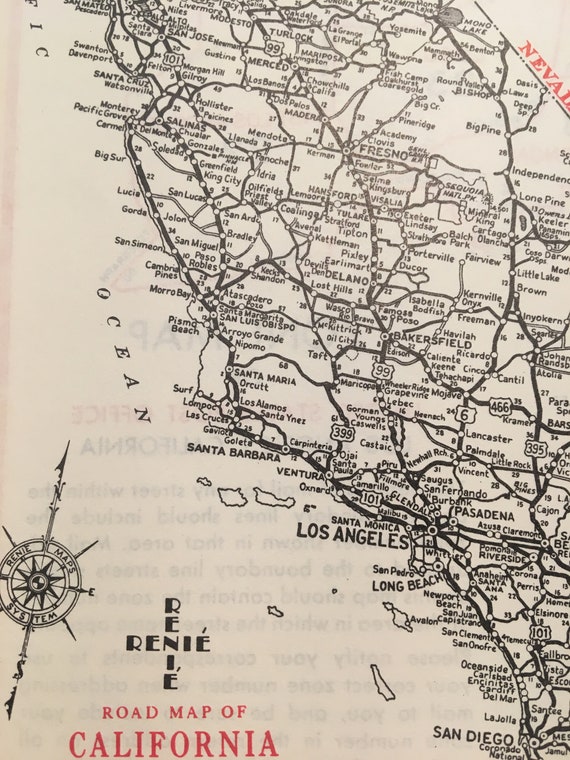 1960's California Map- Golden State- Vintage Road Atlas - Etsy