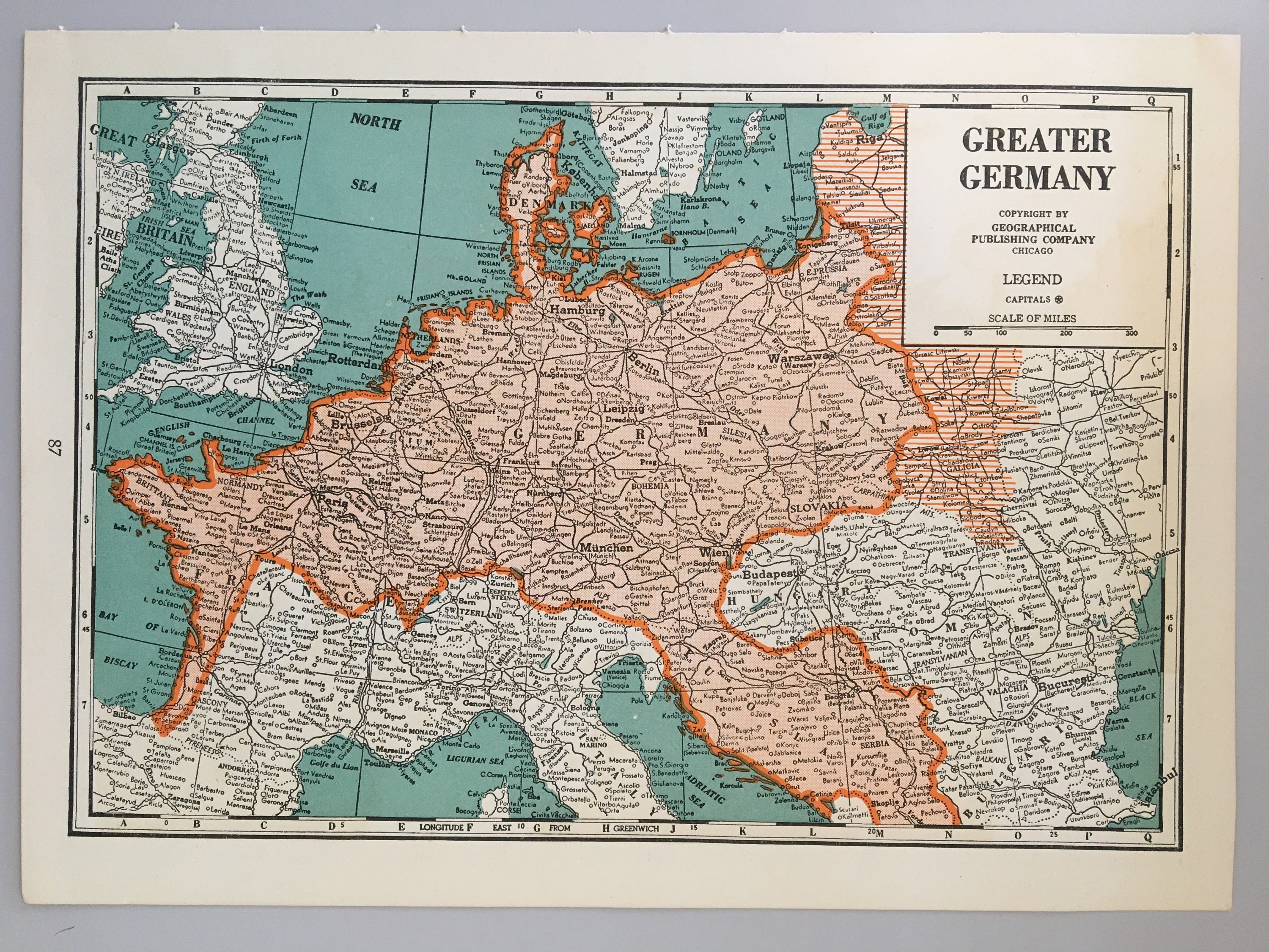 1940er Jahre Großdeutschland Karte WWII Vintage Atlas | Etsy