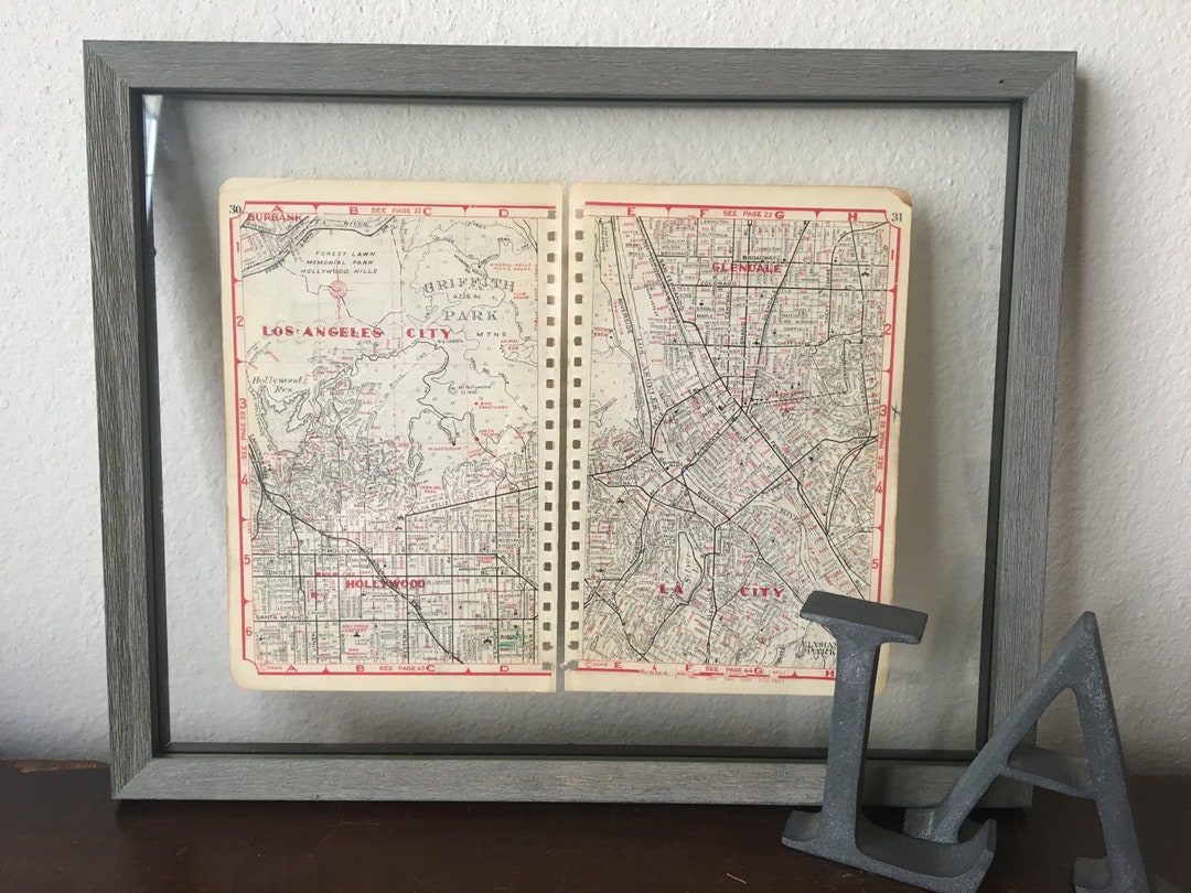 Vintage LA Map- Hollywood, Los Feliz, Silverlake, Atwater- Vintage Road