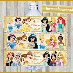 Princess water bottle labels, diy Princess water bottle labels, printable Princess water bottle labels template