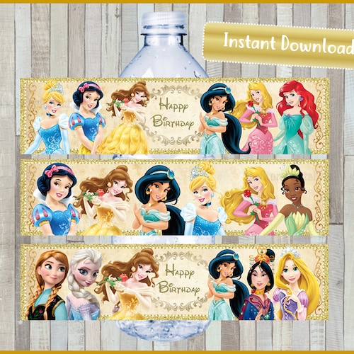 Disney Princess Water Bottle Labels Printable Princess Water - Etsy