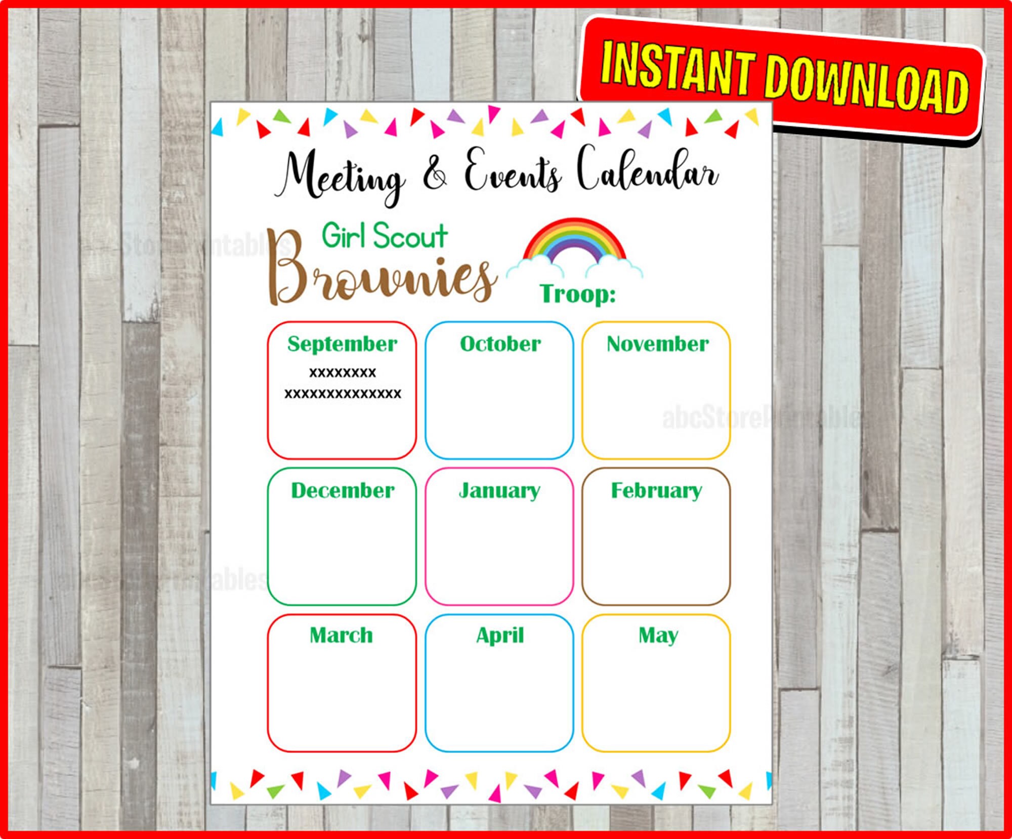 Brownie Girl Scout Yearly Calendar Troop Fillable Pri vrogue.co
