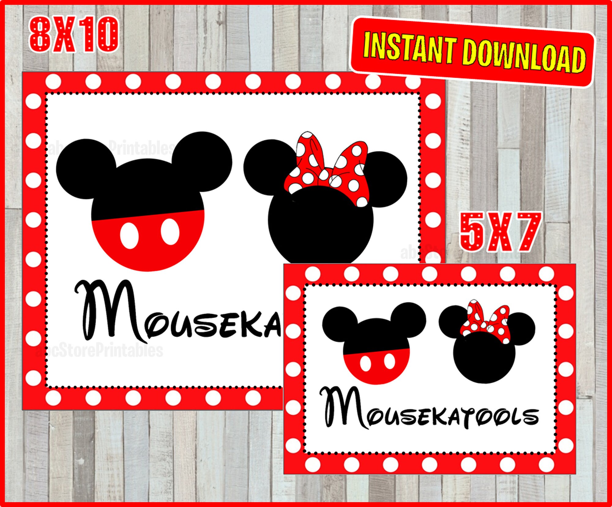 Printable Mickey Minnie Mouse Mousekatools Party Sign 5x7 and - Etsy