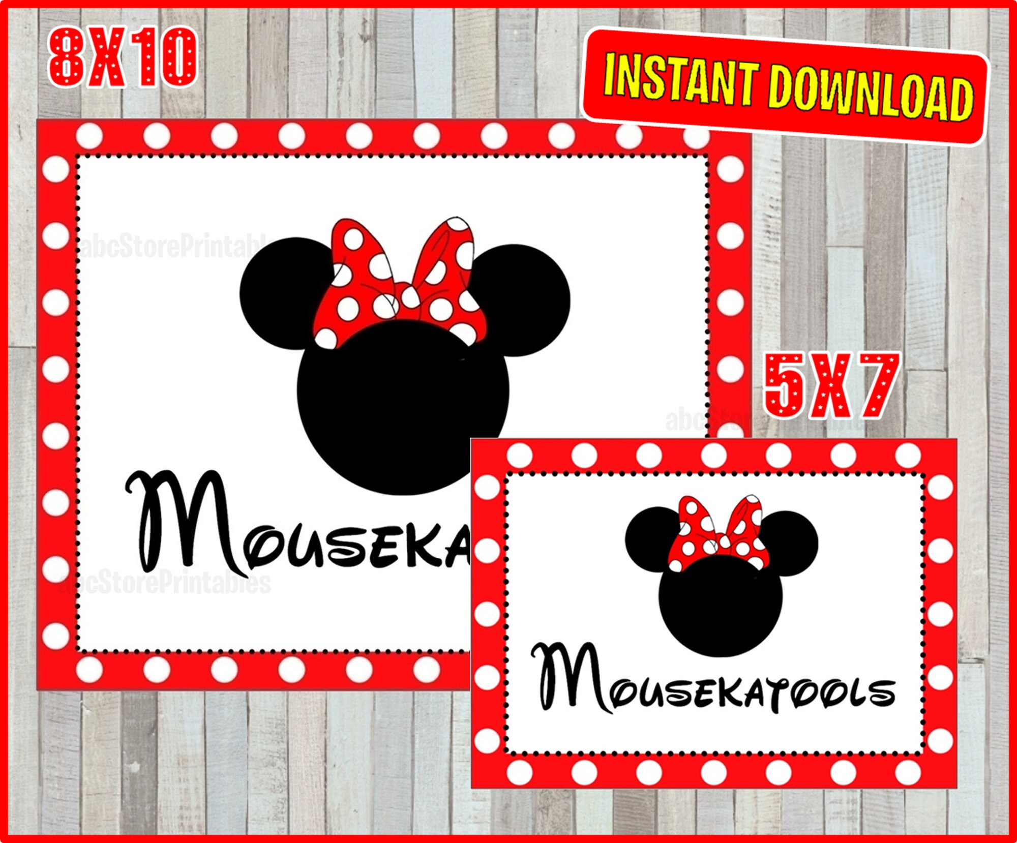 Printable Minnie Mouse Mousekatools Party Sign 5x7 and 8x10 | Etsy