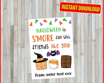 PRINTABLE Halloween Favor Tags, Halloween Tags, Smores Tags, S'mores Favor, Halloween Party Favors, Halloween Treat Bag Toppers Class Treats