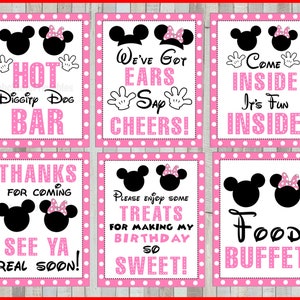 Printable Set of Mickey Minnie Mouse Party Signs, 5x7 and 8x10 INSTANT DOWNLOAD
