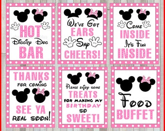 Printable Set of Minnie Mouse Party Signs 5x7 and 8x10 | Etsy