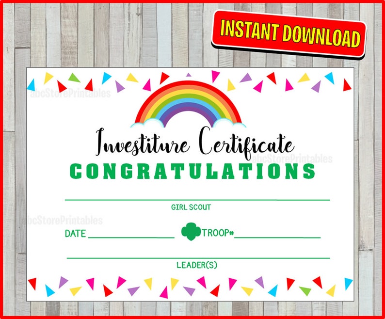 Girl Scout Investiture Certificate Printable PDF Template Etsy de Girl Scout Investiture Certificate Printable PDF Template Etsy de